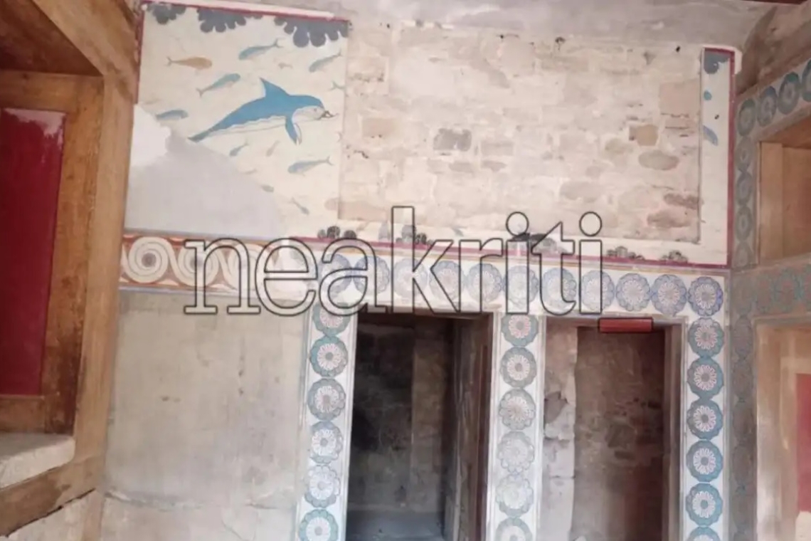 Κατάρρευση της τοιχογραφίας με δελφίνια στην Κνωσό λόγω κακοκαιρίας